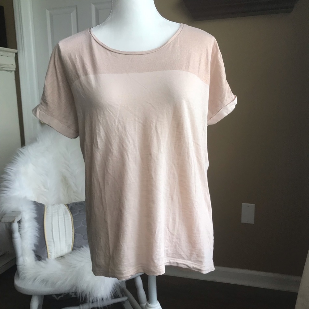 Nice Loft cuffed sleeve blush-colored tee